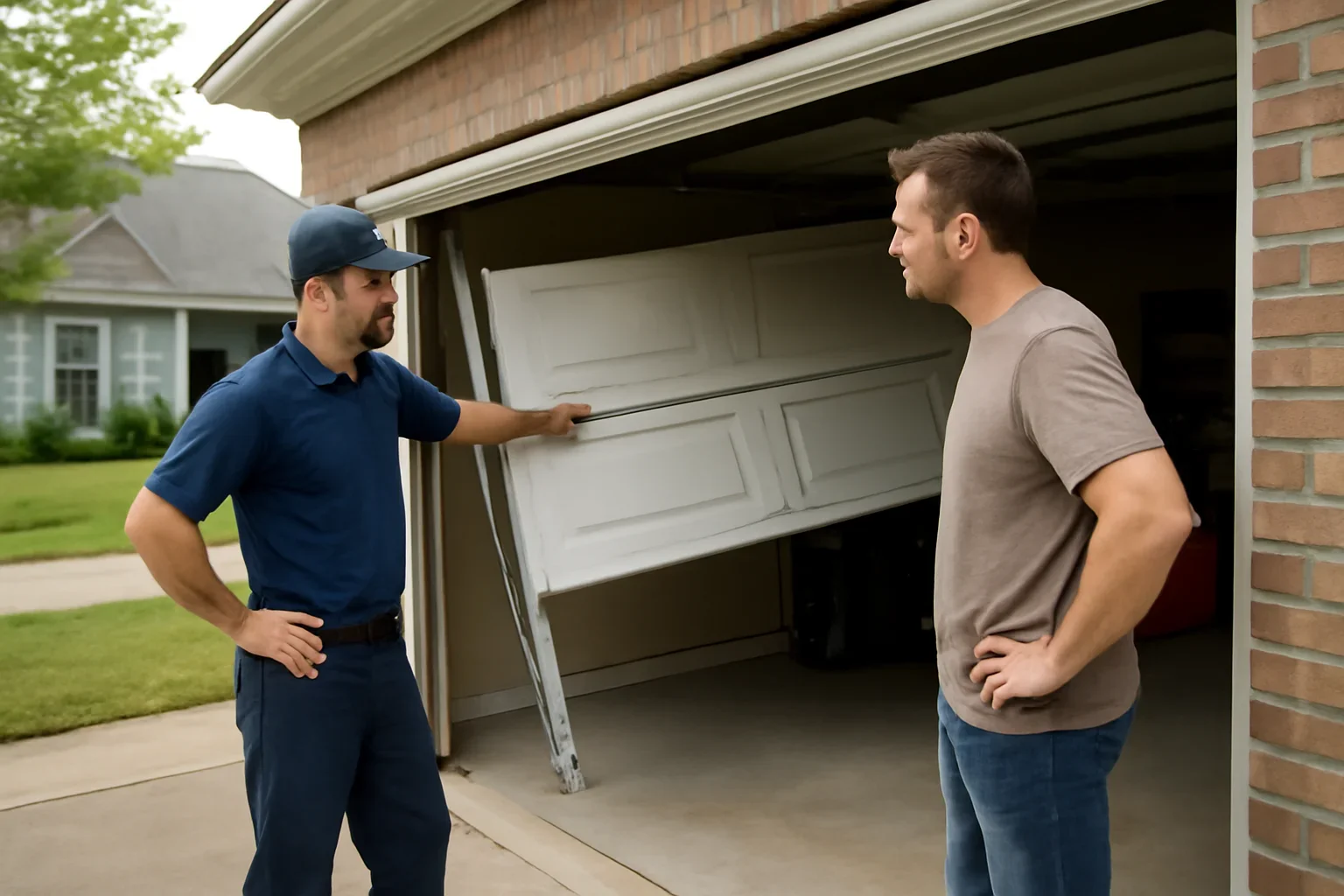 Garage door off-track repair in Milner for a residential property