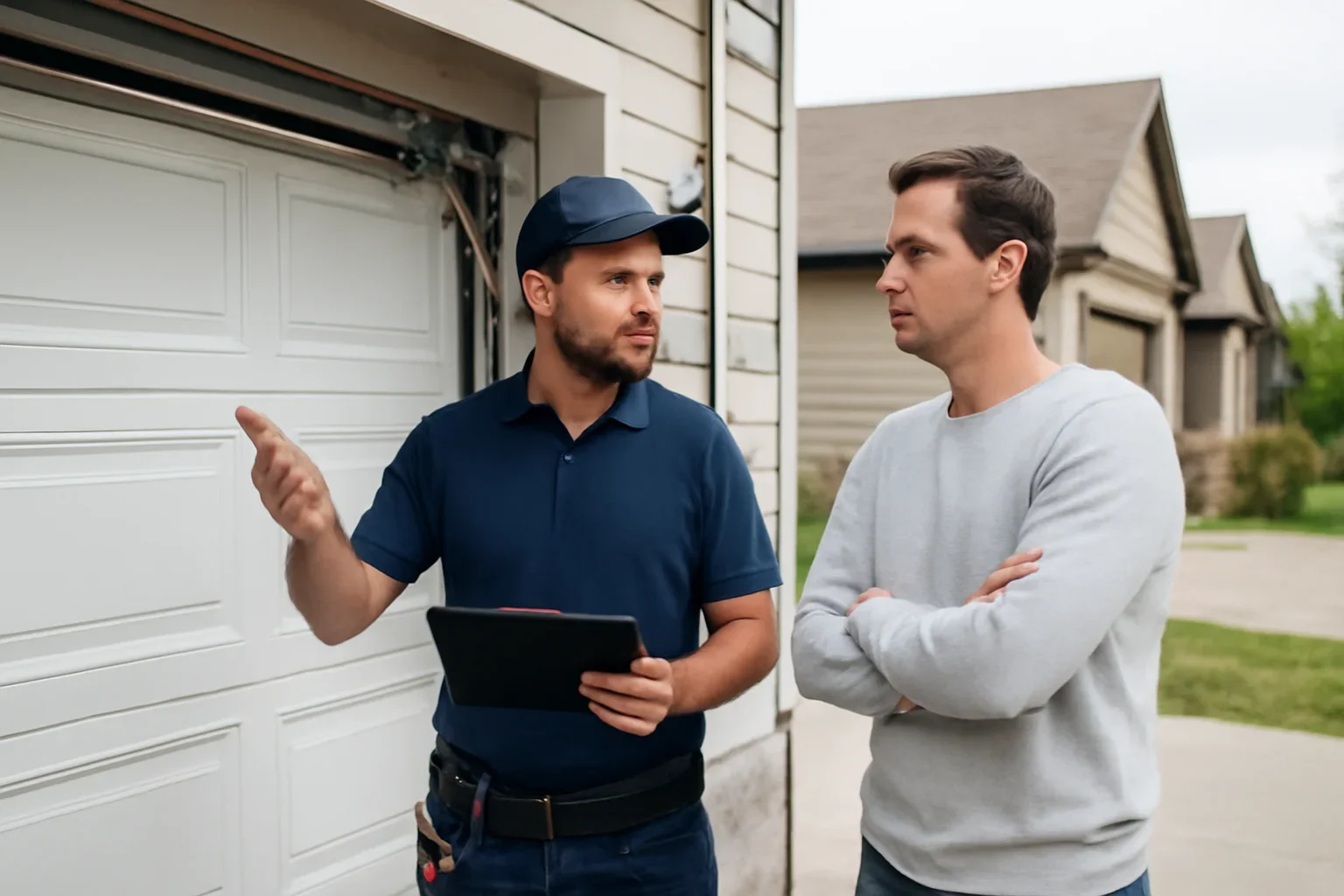 Garage door track repair in Milner for a residential garage door