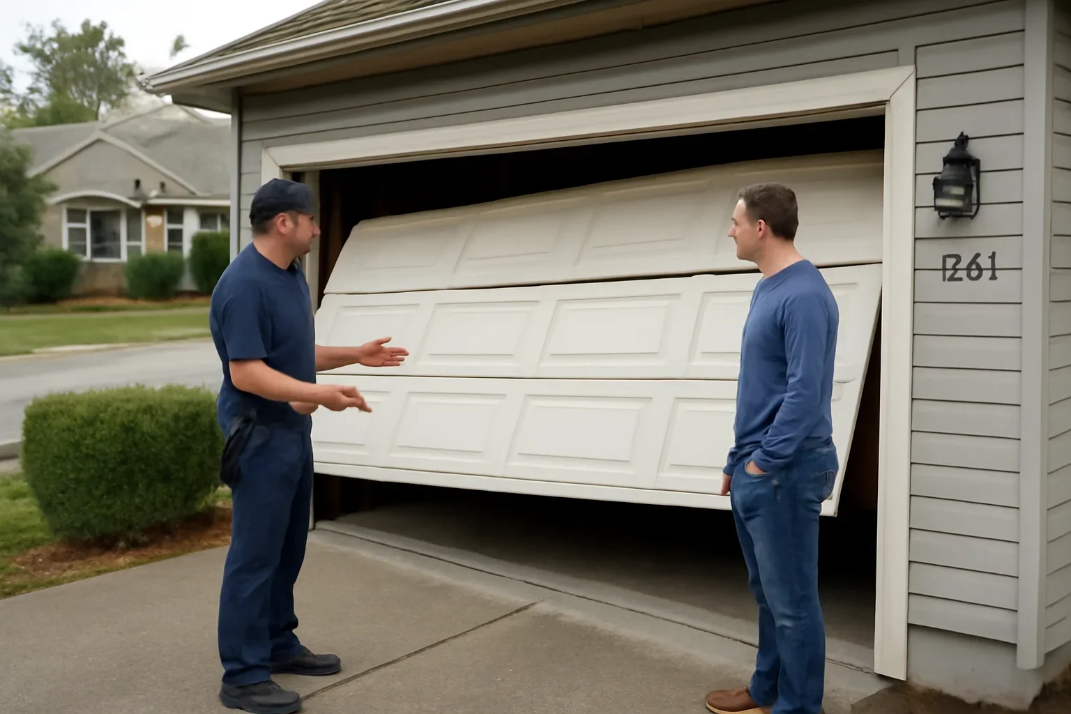 Garage door off-track repair in Murrayville for a residential property