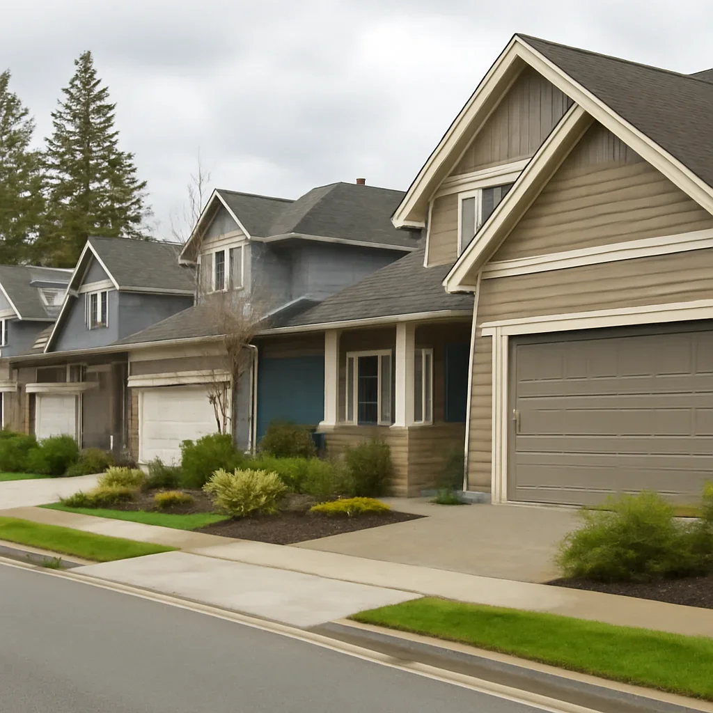 Garage doors on homes in Murrayville Langley
