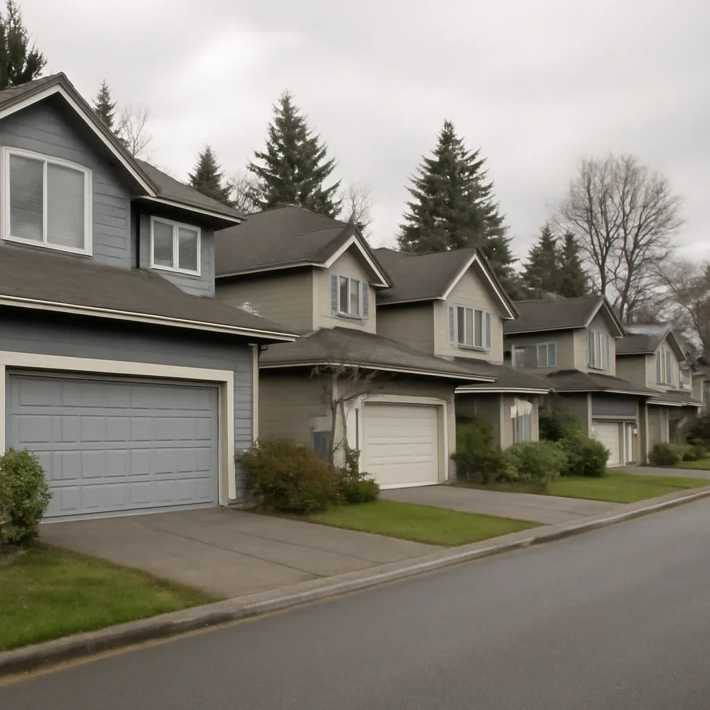 Garage doors on homes in Murrayville Langley