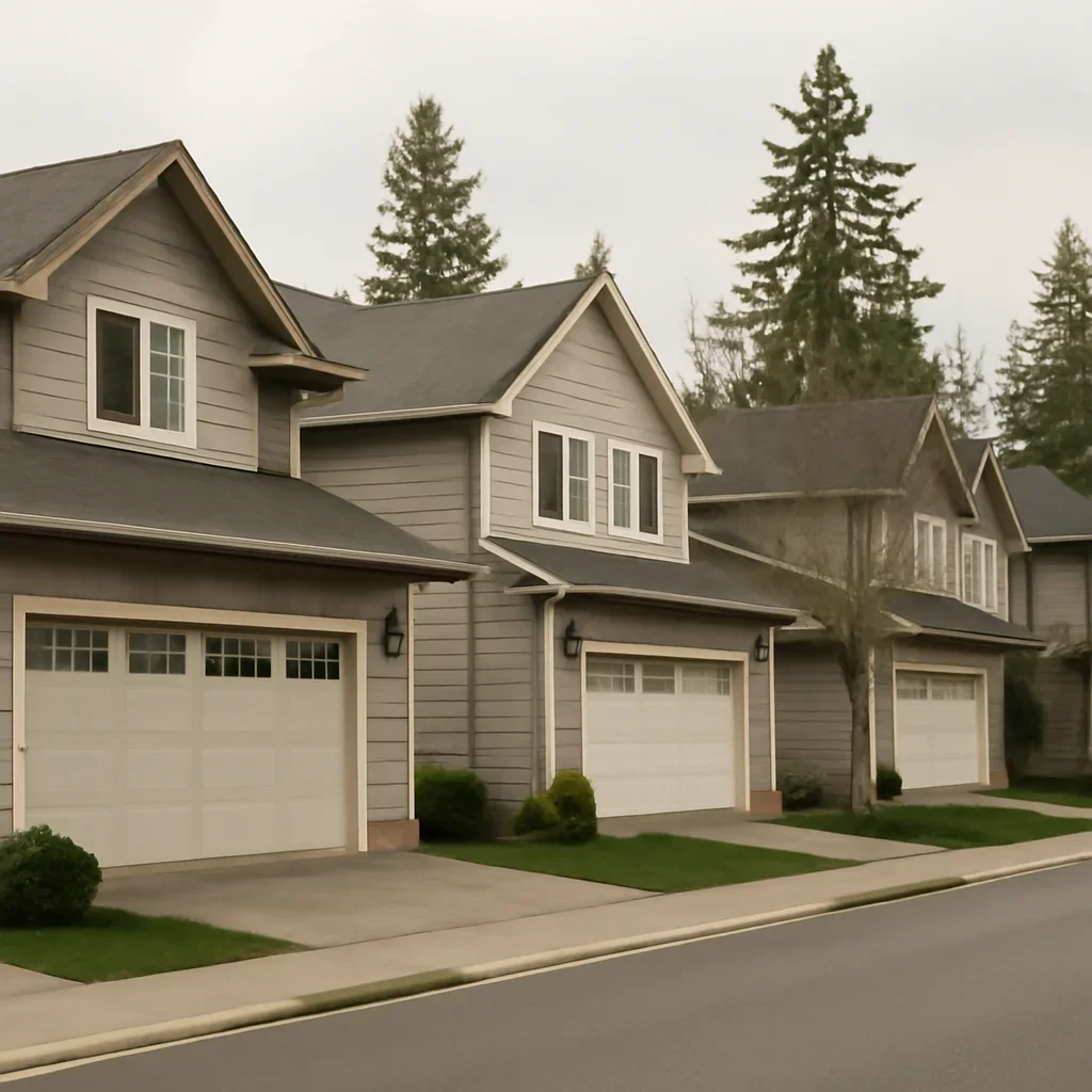 Garage doors on homes in Murrayville Langley