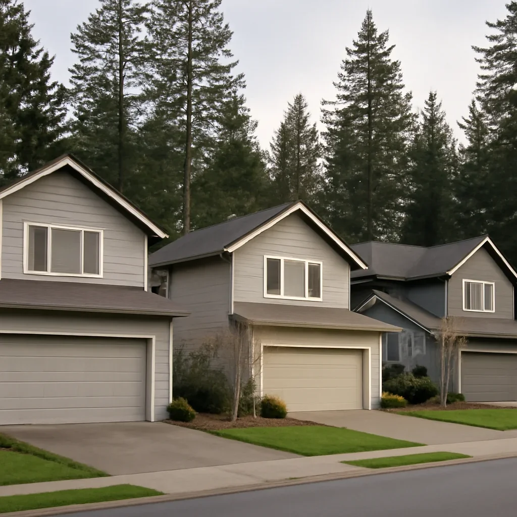 Garage doors on homes in Salmon River Langley