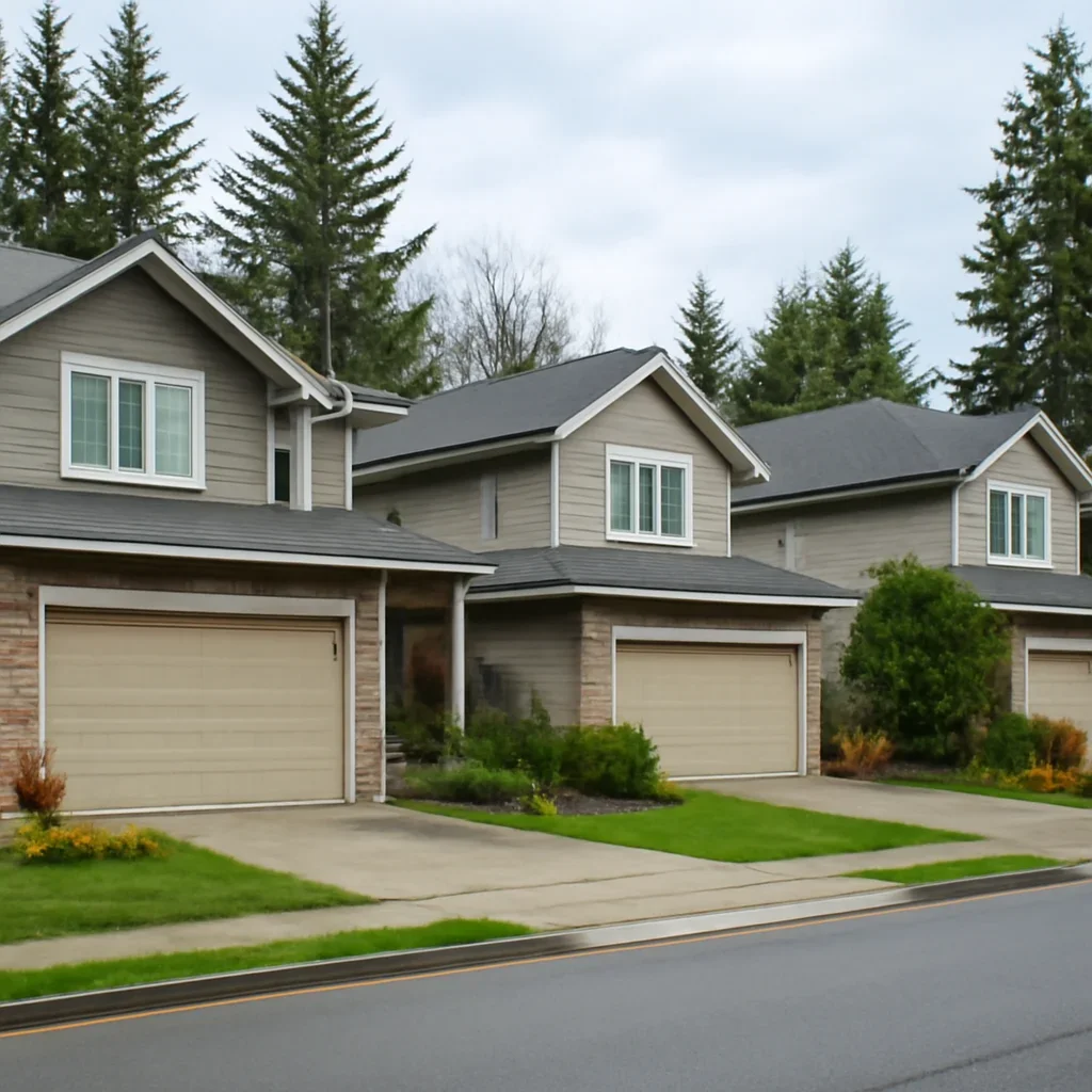 Garage doors on homes in Salmon River Langley