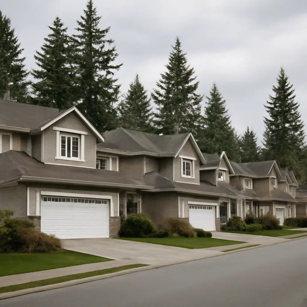 Garage doors on homes in Salmon River Langley