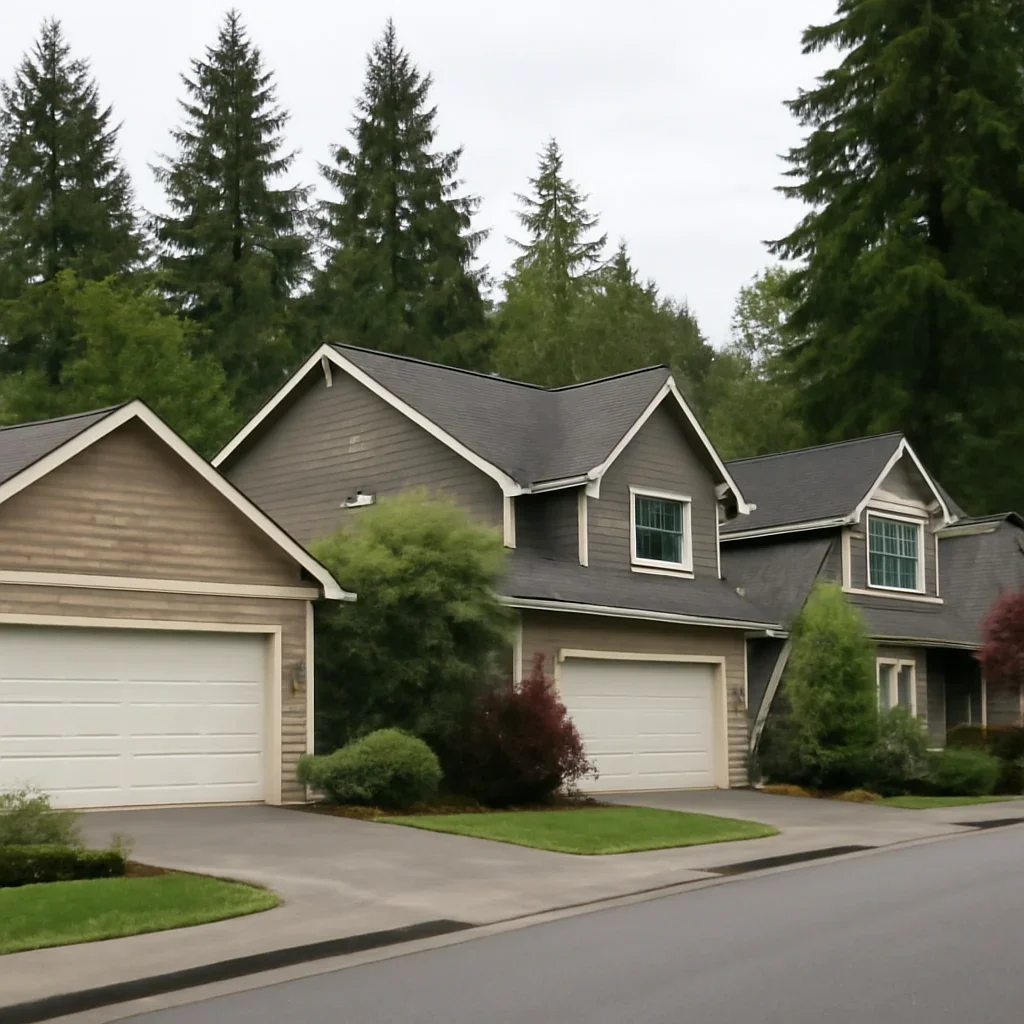 Garage doors on homes in Salmon River Langley