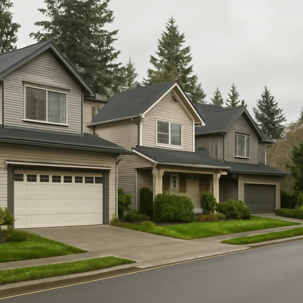 Garage doors on homes in Salmon River Langley