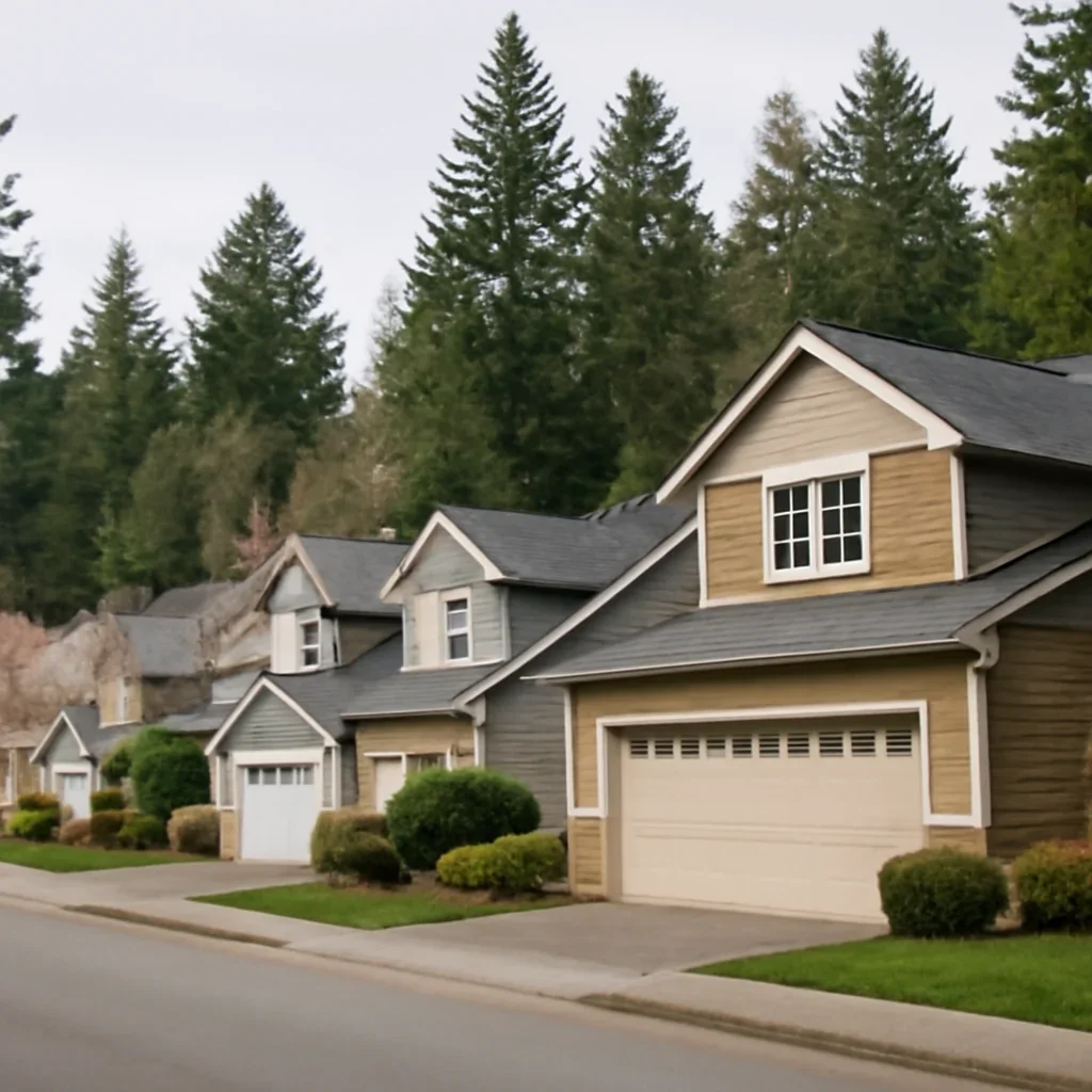 Garage doors on homes in Salmon River Langley