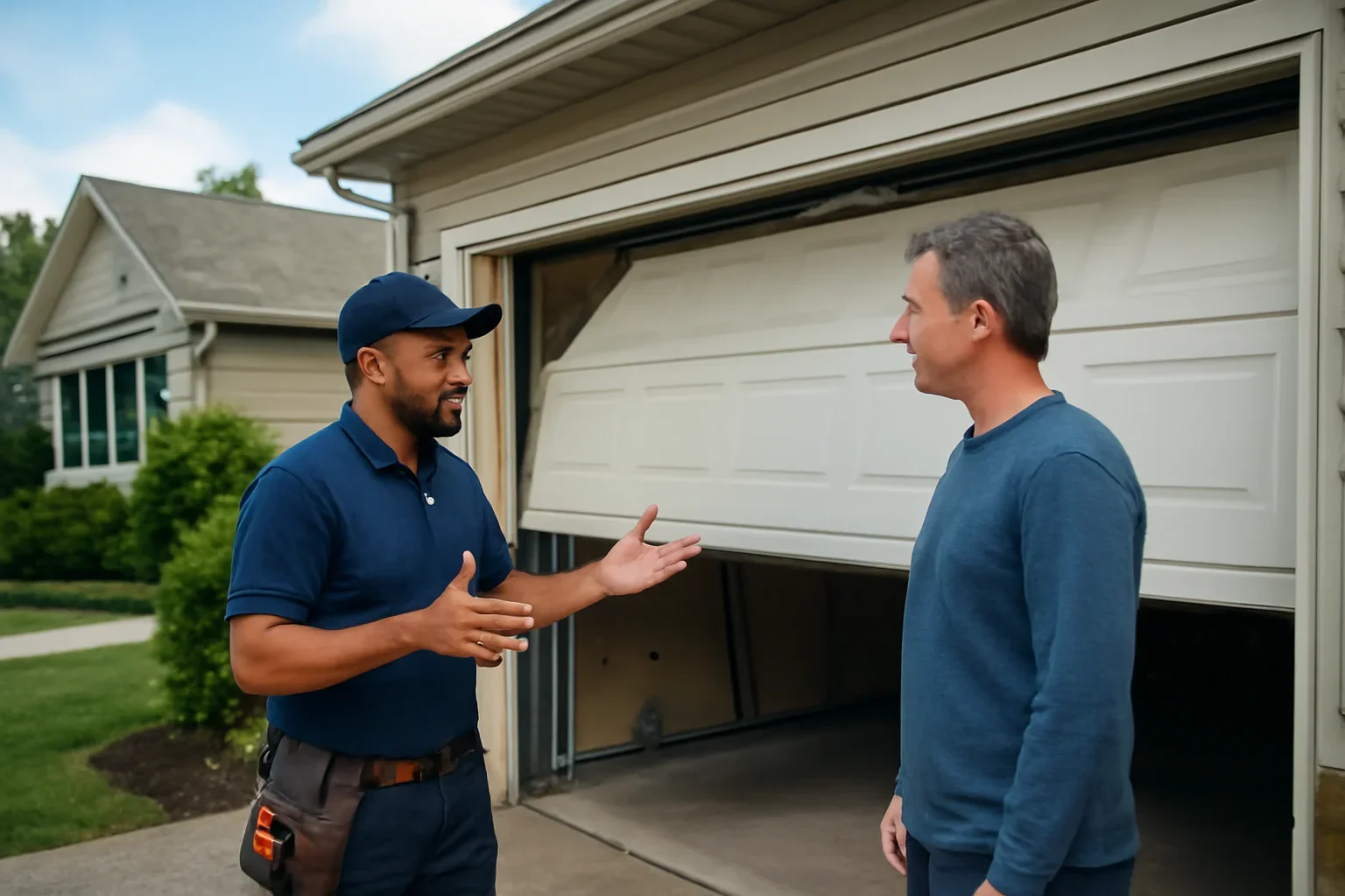 Garage door track repair in Salmon River for a residential property