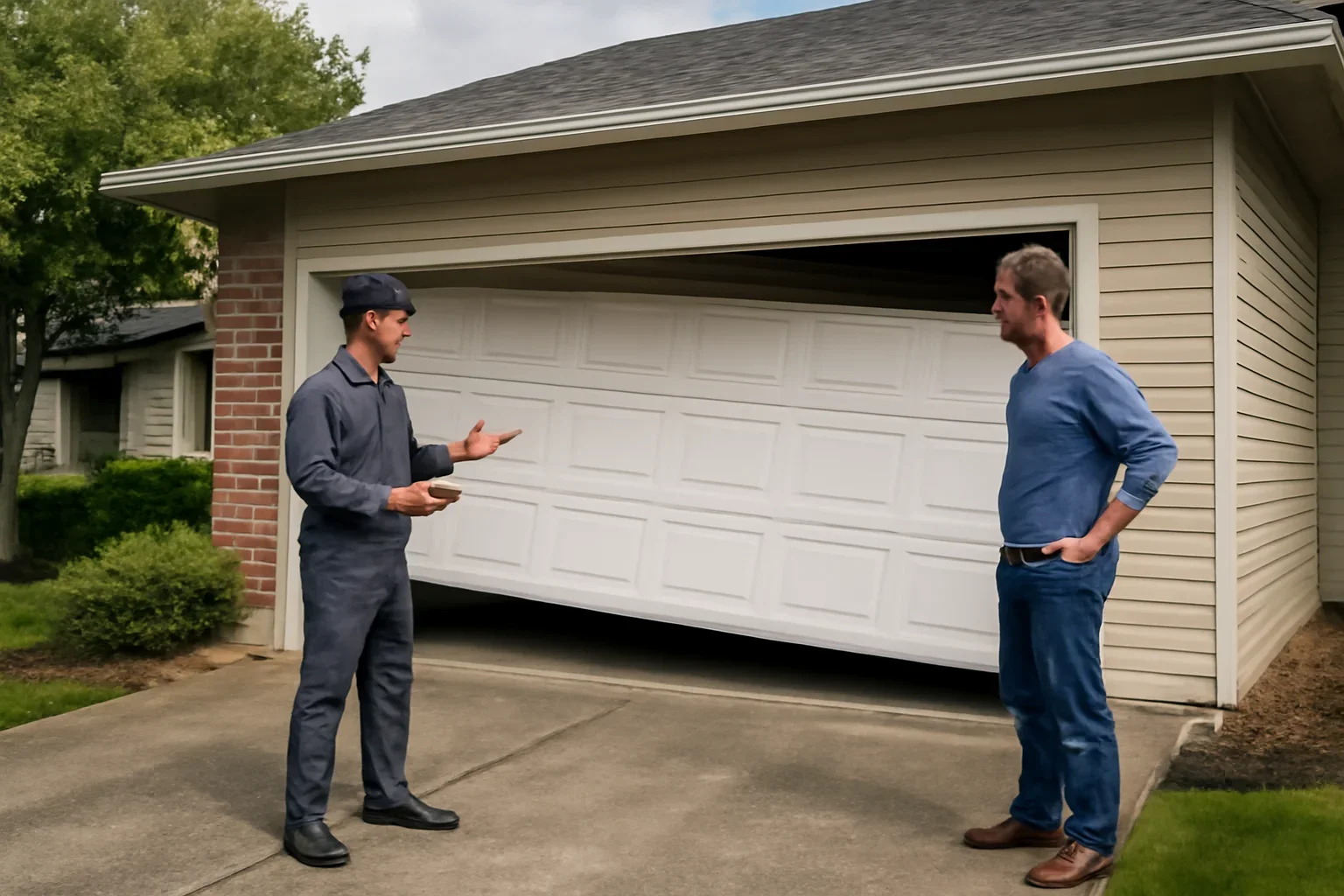 Garage door off-track repair for a residential property in Walnut Grove Langley