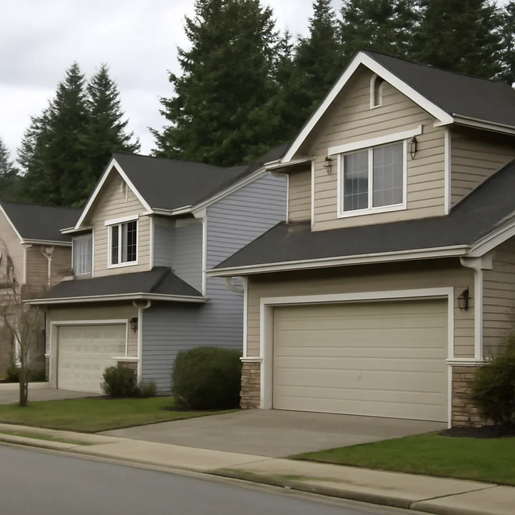 Residential garages in the Walnut Grove neighbourhood of Langley