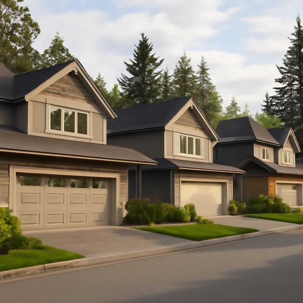 Residential garage doors on established homes in Walnut Grove, Langley