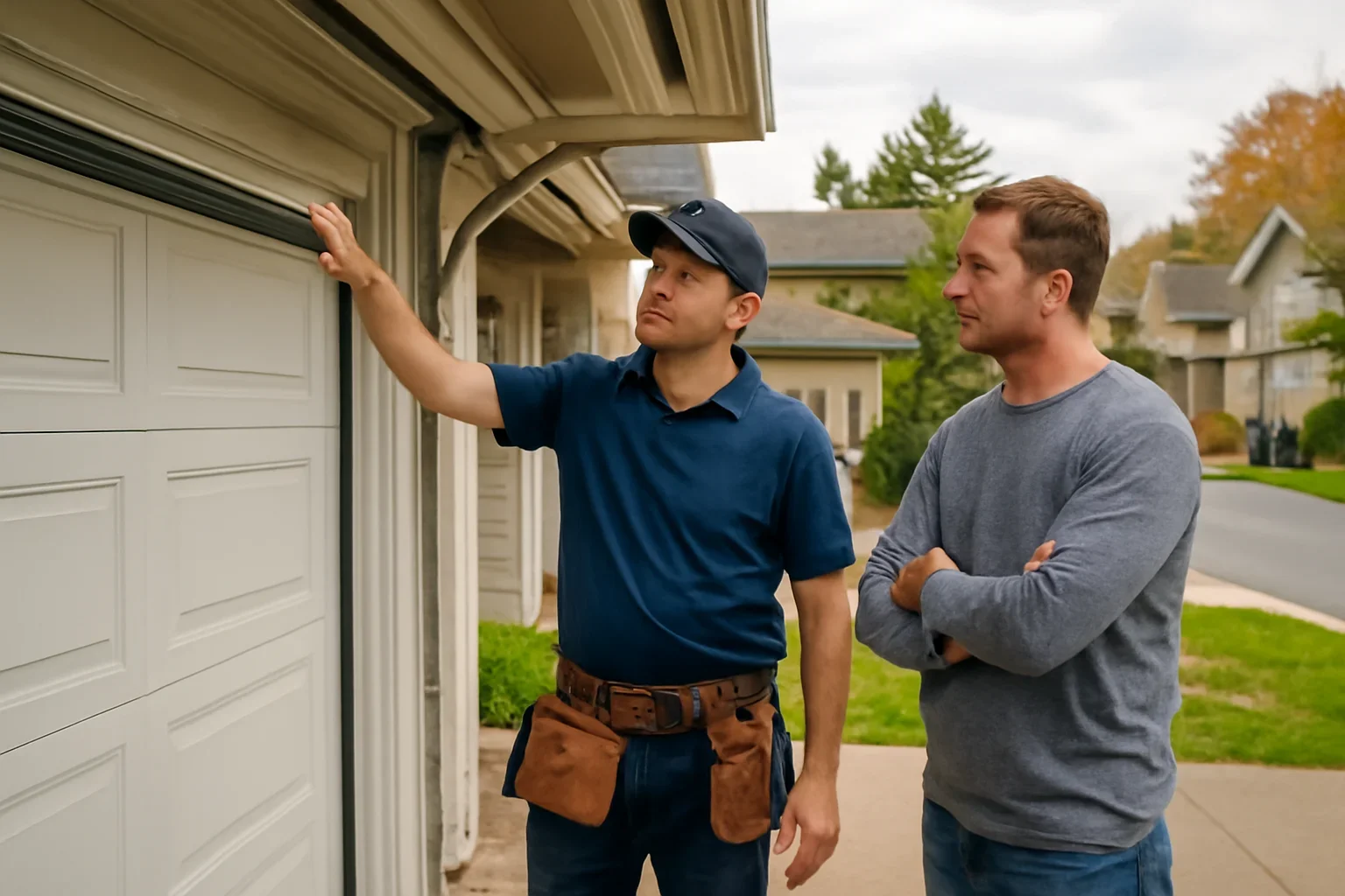 Garage door track repair at a residential property in Walnut Grove, Langley