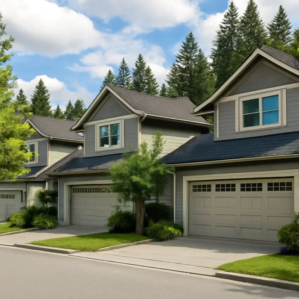 Residential garage doors on homes in Walnut Grove, Langley