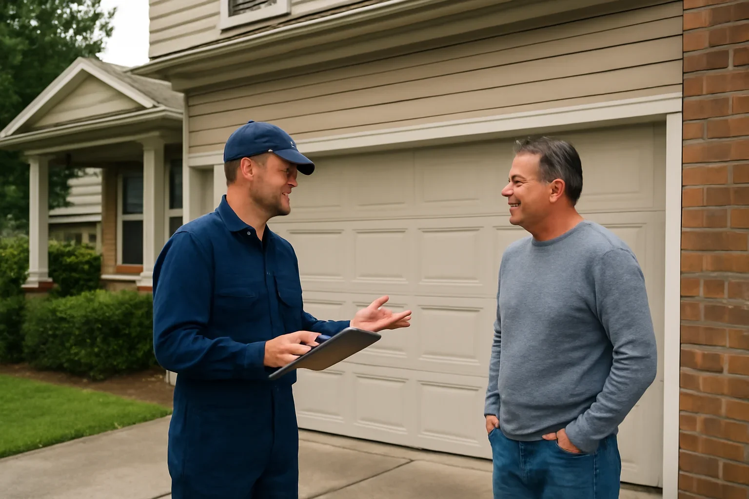Emergency garage door repair assessment at a residential property in Willoughby, Langley