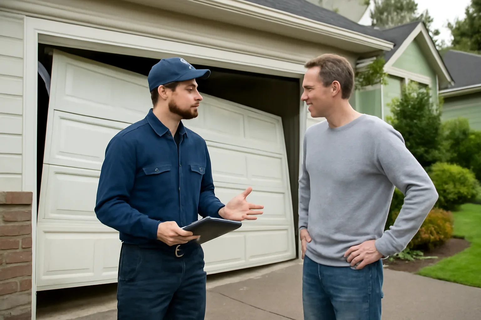 Garage door off-track repair for a residential property in Willoughby, Langley