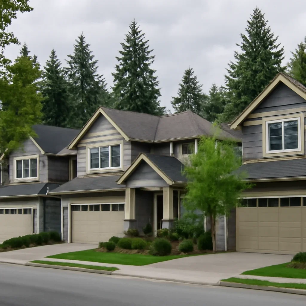 Garage doors on townhomes and residential properties in Willoughby, Langley