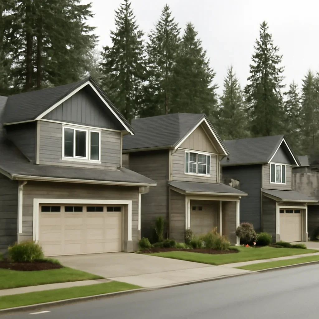 Attached residential garages on homes in Willoughby, Langley