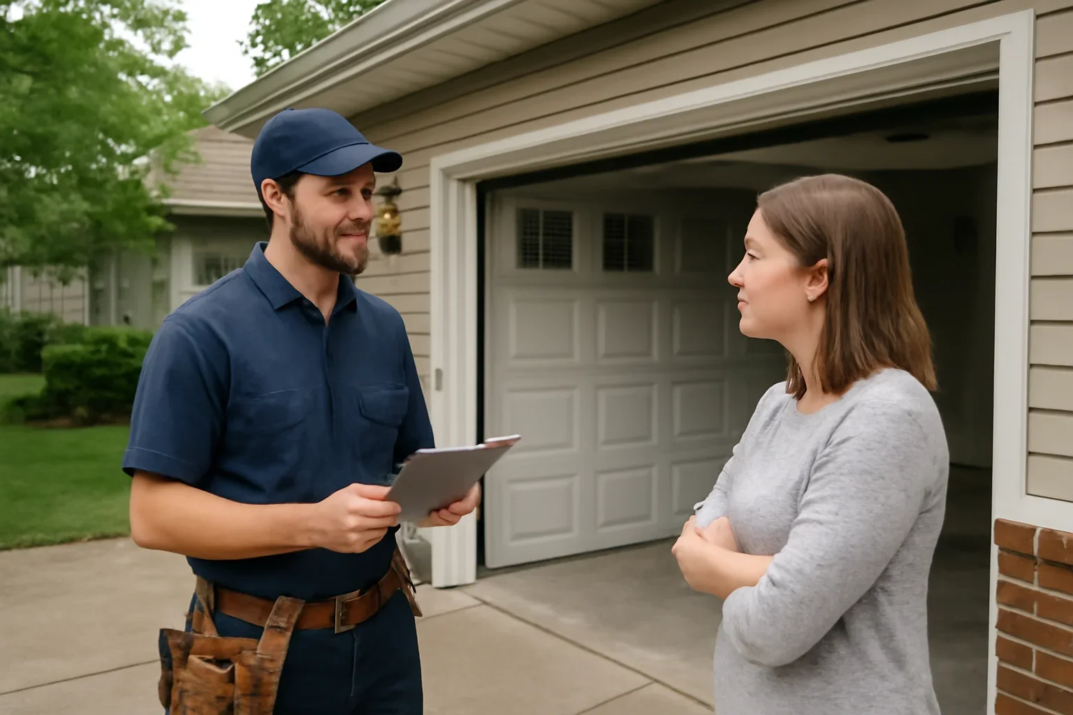 Garage door opener repair assessment at a residential property in Willoughby, Langley