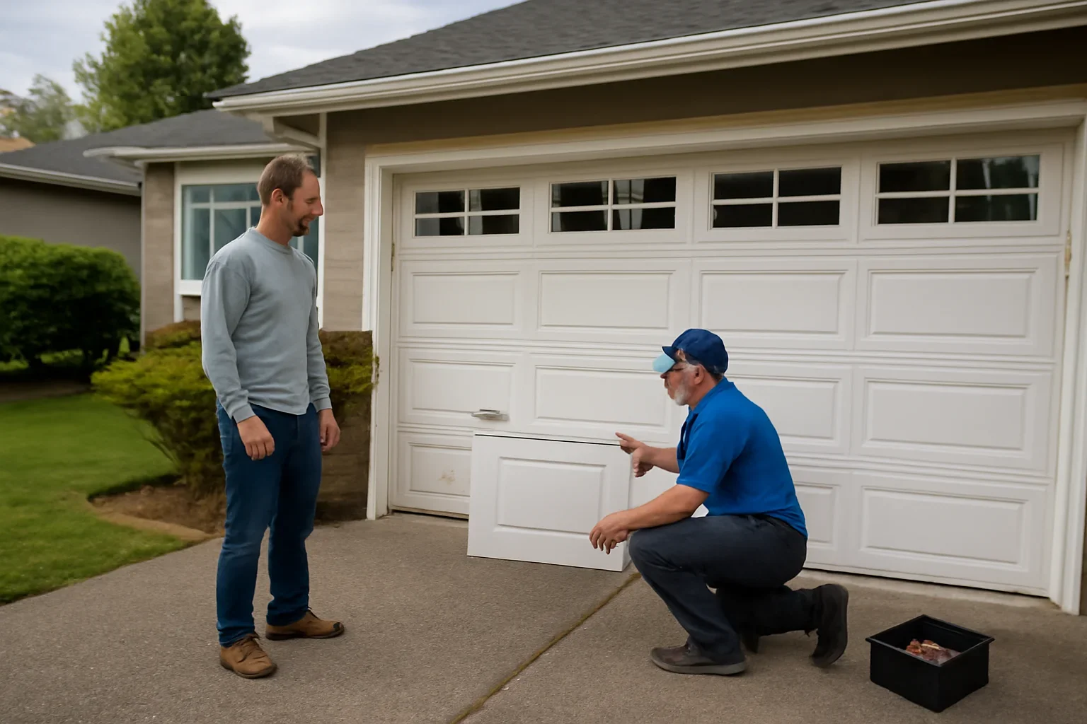 Garage door panel replacement at a residential property in Willoughby, Langley
