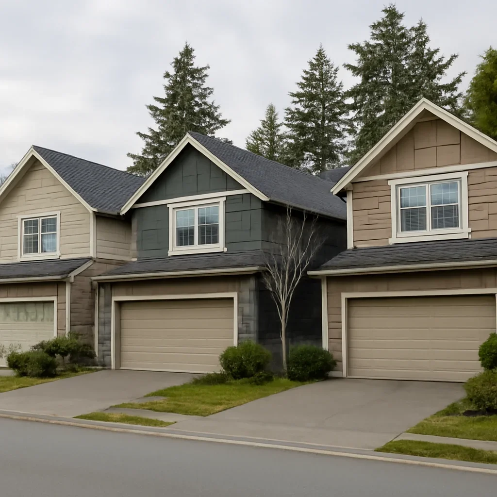 Residential garage doors on homes and townhomes in Willoughby Langley