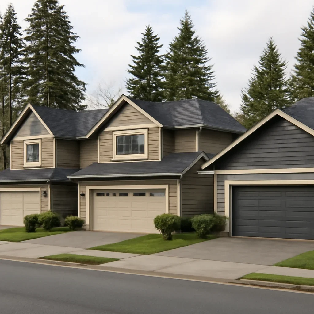 Residential garages on townhomes and houses in Willoughby, Langley