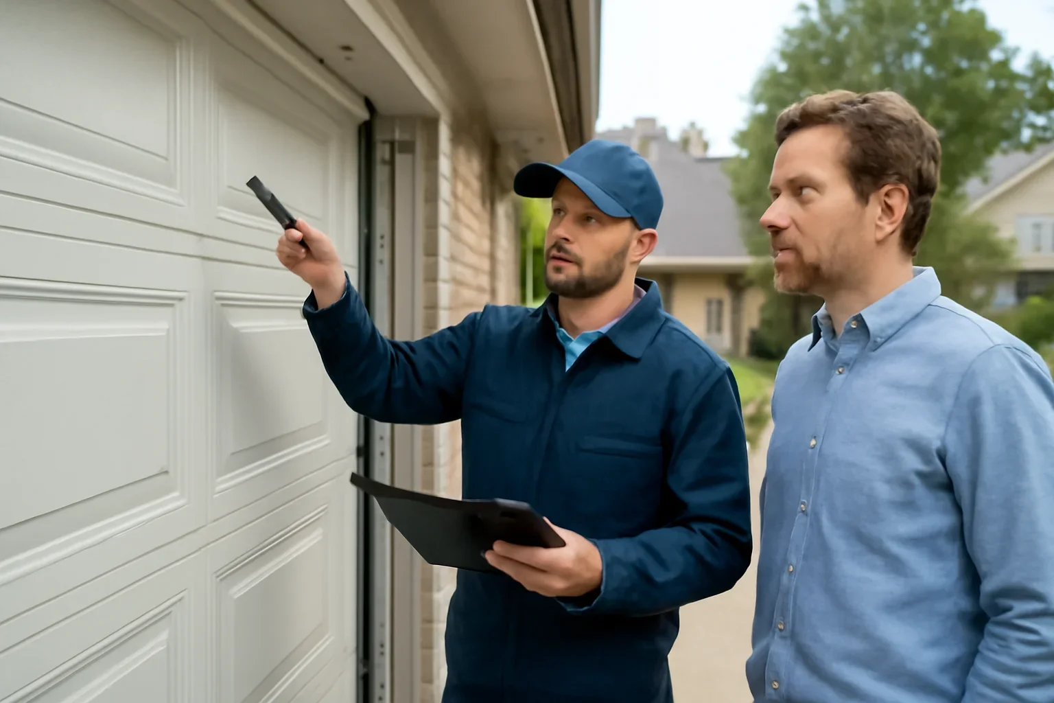 Garage door track repair at a residential property in Willoughby Langley