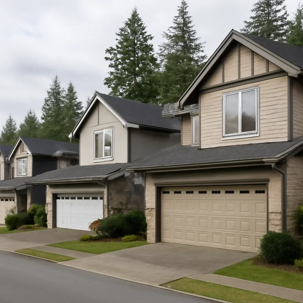 Residential garages and townhomes in Willoughby Langley