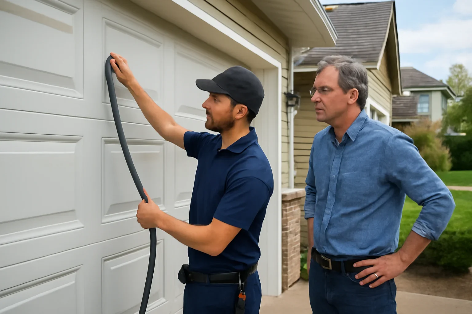 Garage door weather seal replacement at a residential property in Willoughby, Langley
