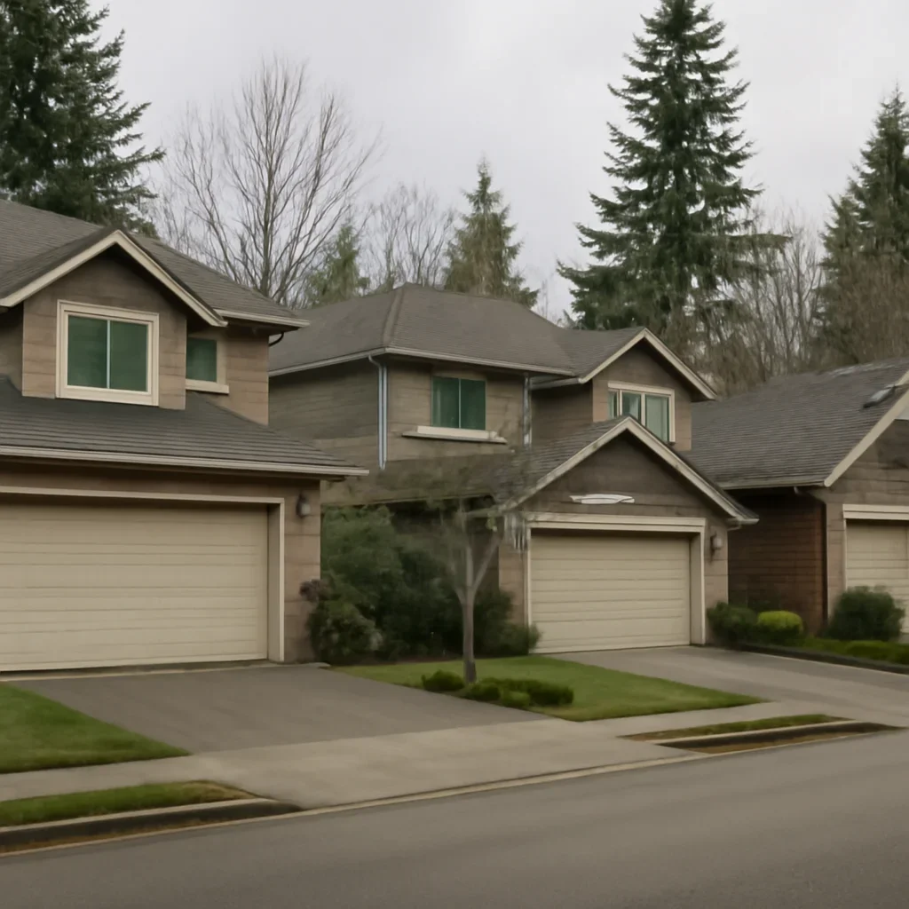 Residential garage doors on homes in Willoughby, Langley