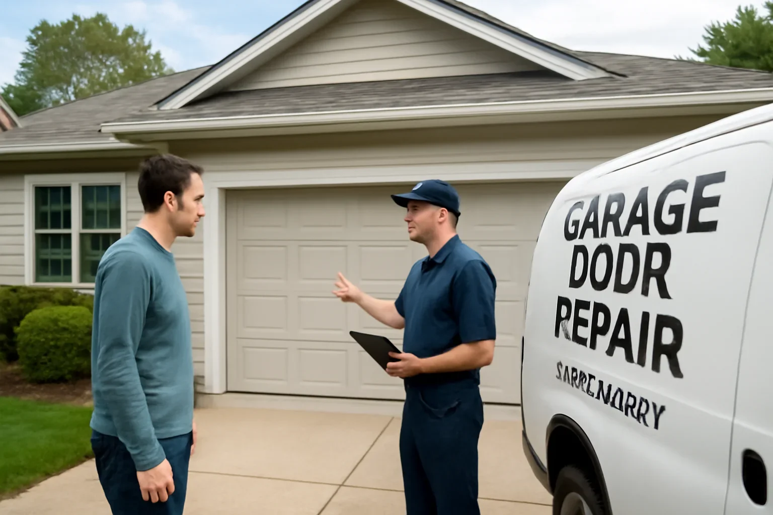 Same-day garage door repair for a residential property in Willoughby, Langley