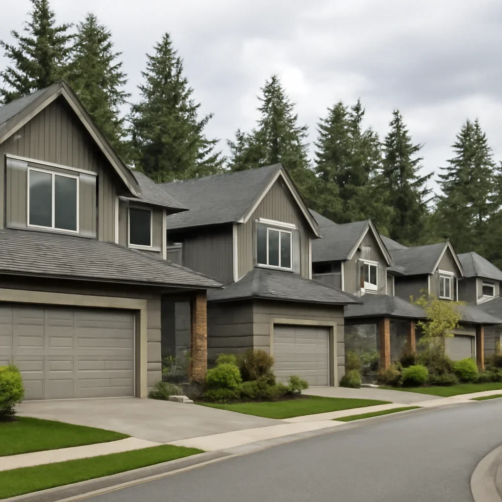 Residential garage doors on homes and townhomes in Willoughby, Langley