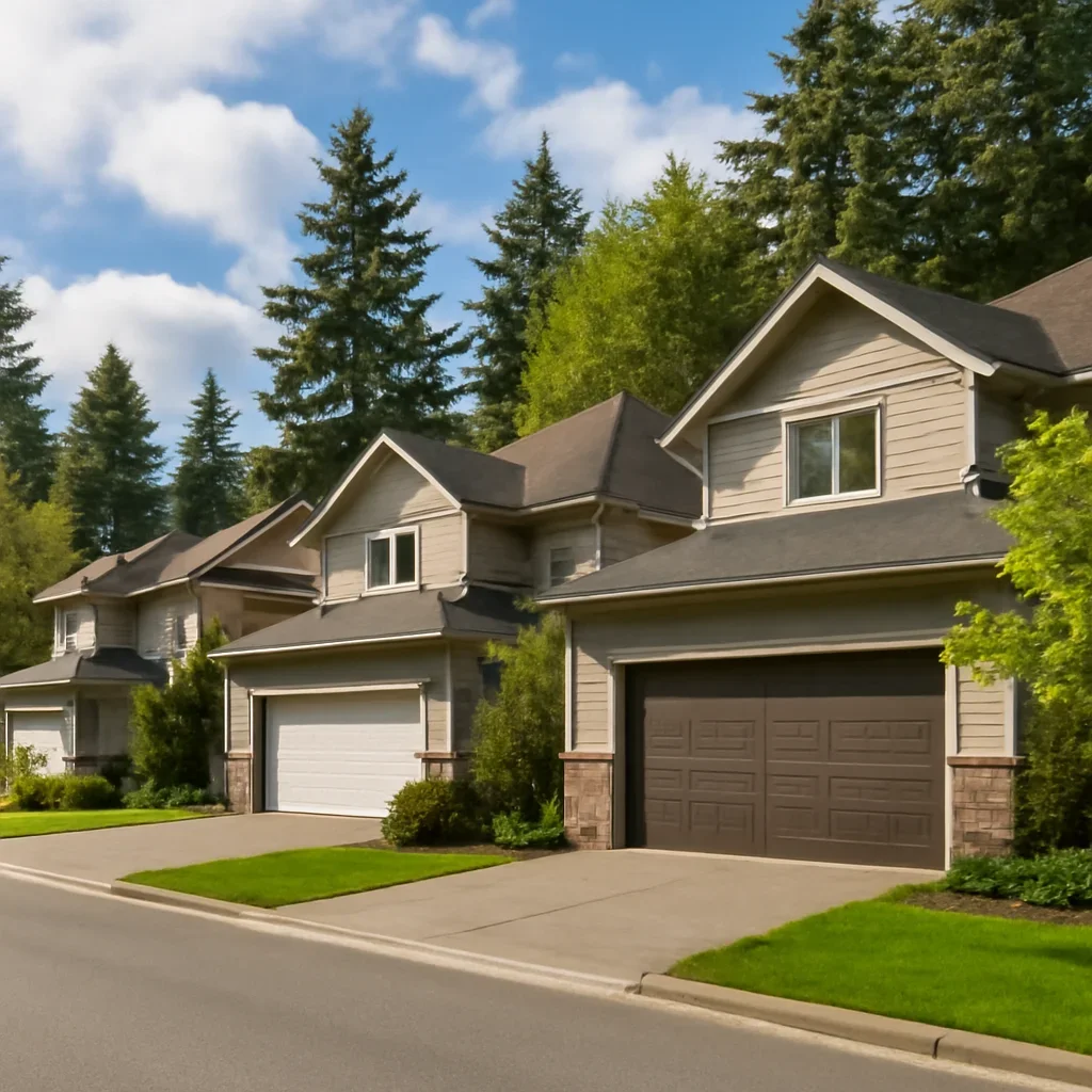 Residential garage doors on homes and townhomes in Willowbrook, Langley