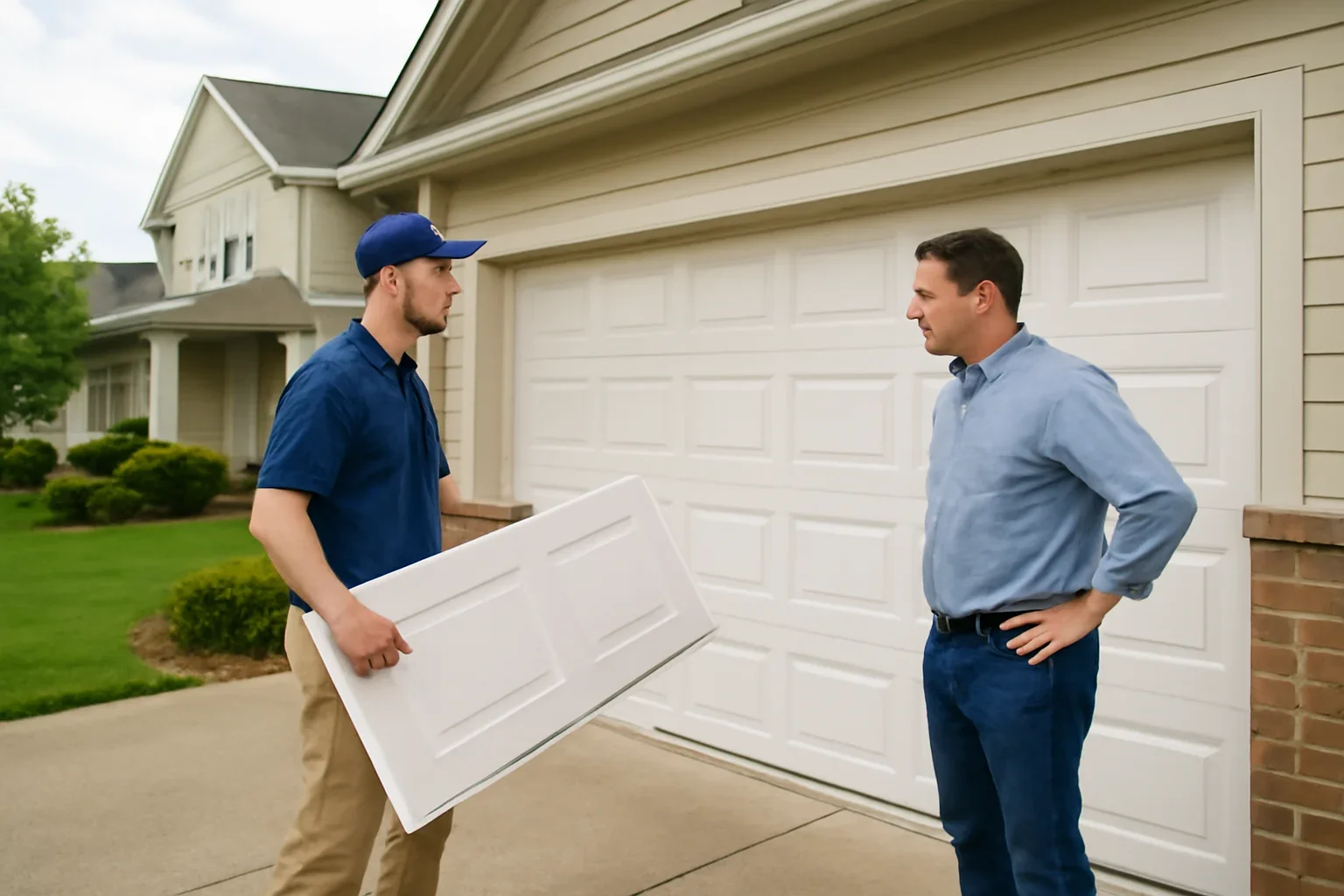 Garage door panel replacement at a residential property in Willowbrook Langley