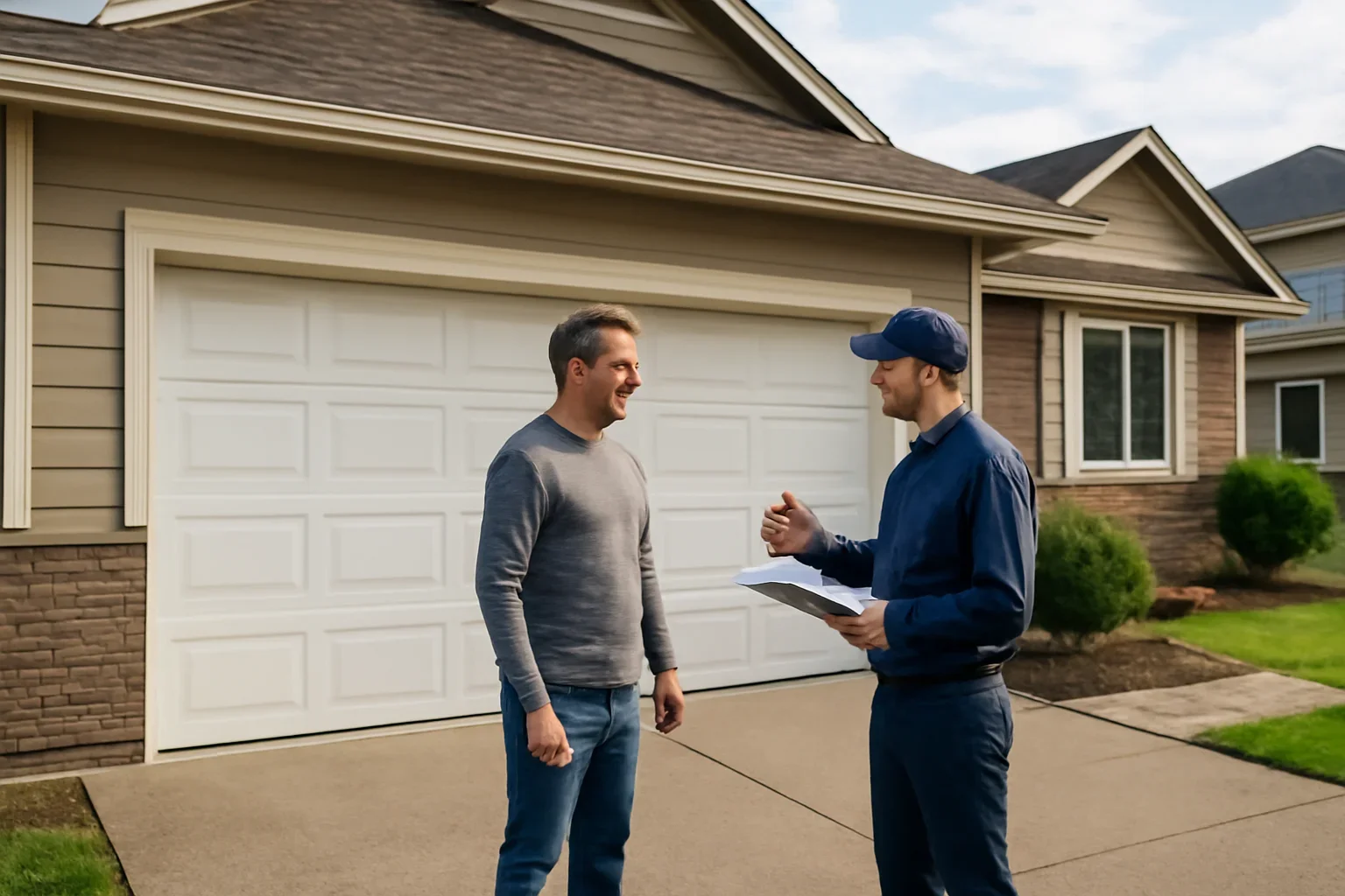 Garage door replacement consultation for a residential property in Willowbrook, Langley