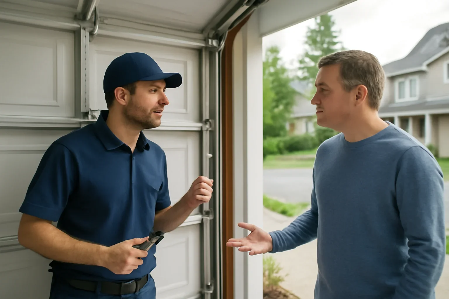 Garage door track repair at a residential property in Willowbrook, Langley