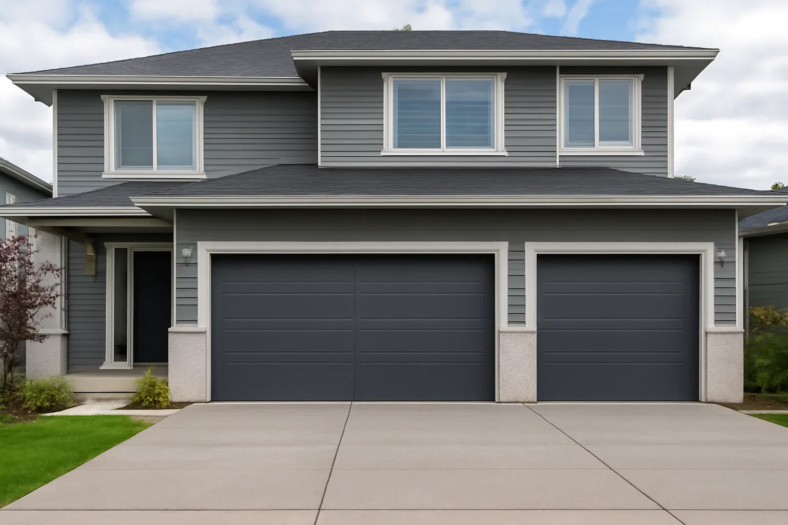 Steel garage door installed on a residential home in Langley