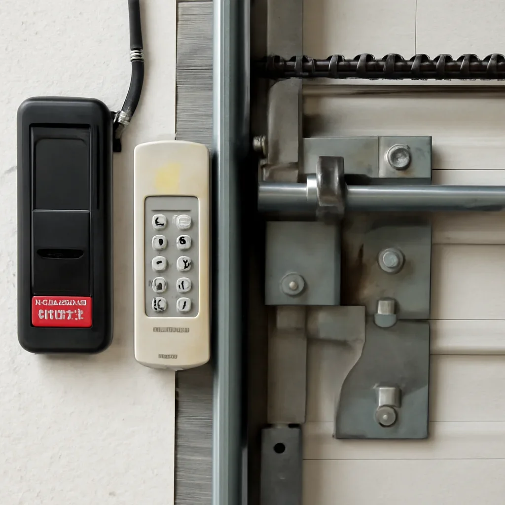 Garage door keypad, opener controls and code-change details for a Langley property