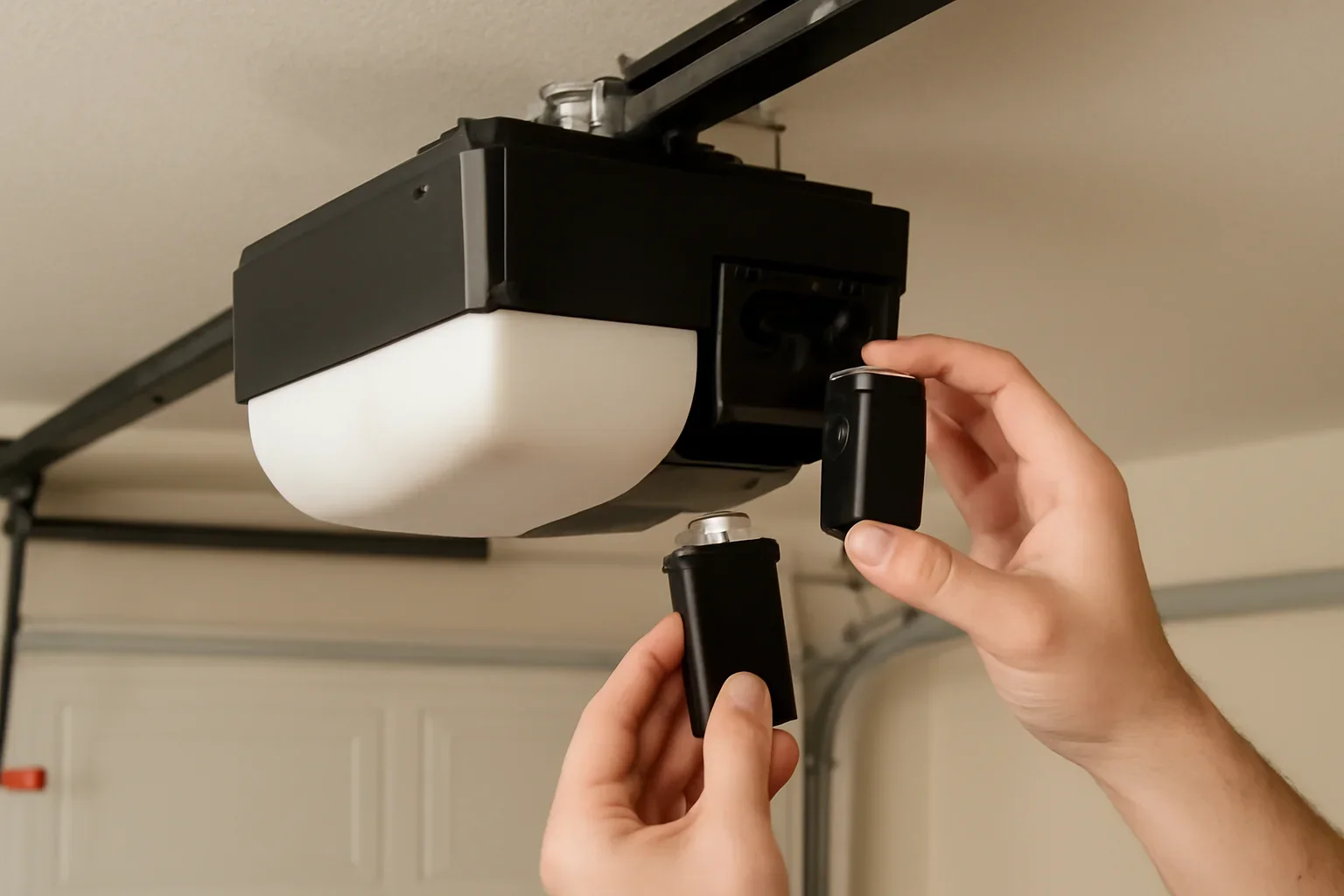 Garage door opener backup battery replacement guide for a Langley home