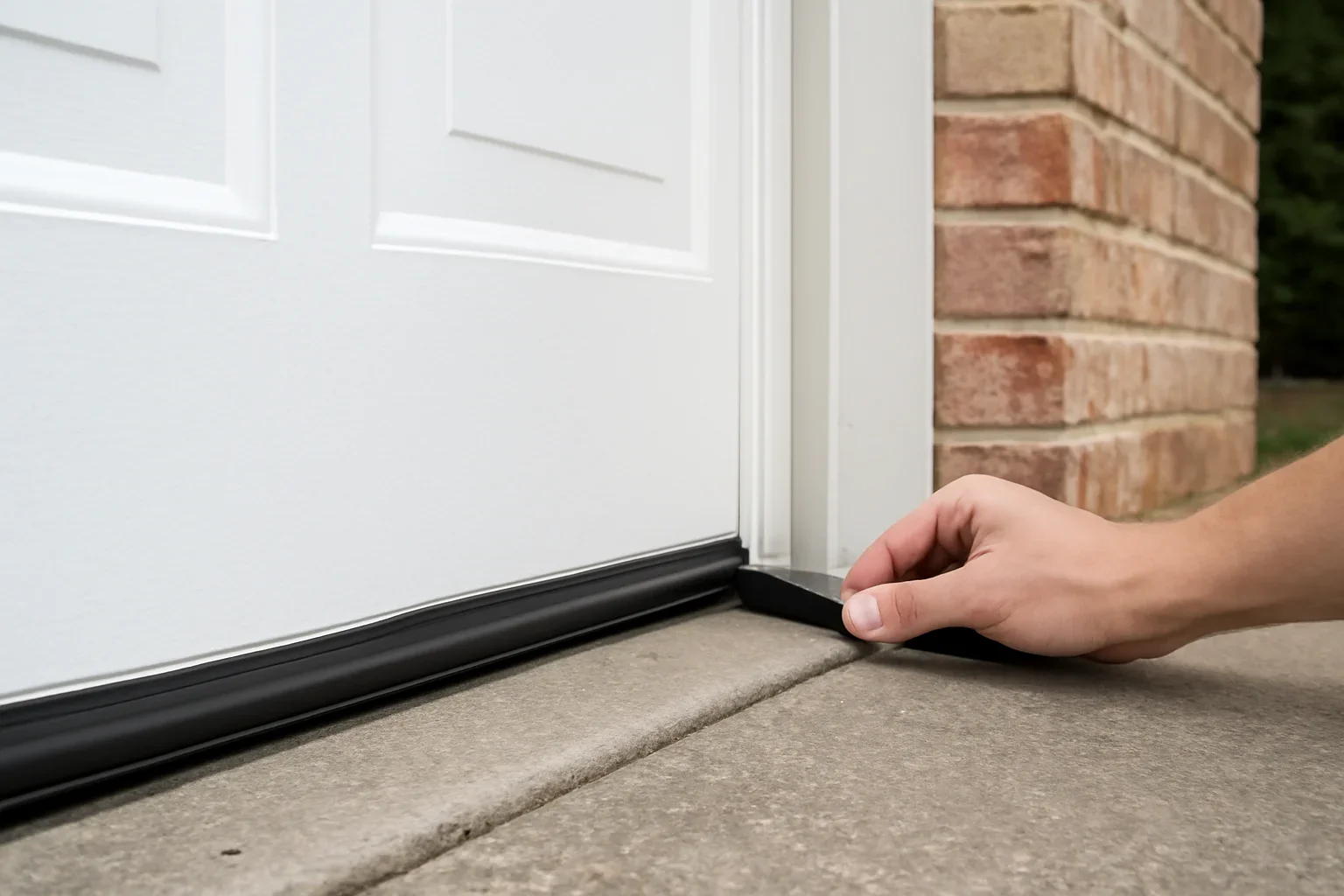 Garage door weather stripping inspection at a Langley home